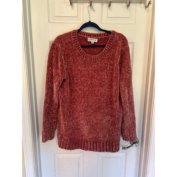 Orvis Red Chenille Knit Long Sleeve Sweater Women's Size Large - Picture 1 of 7